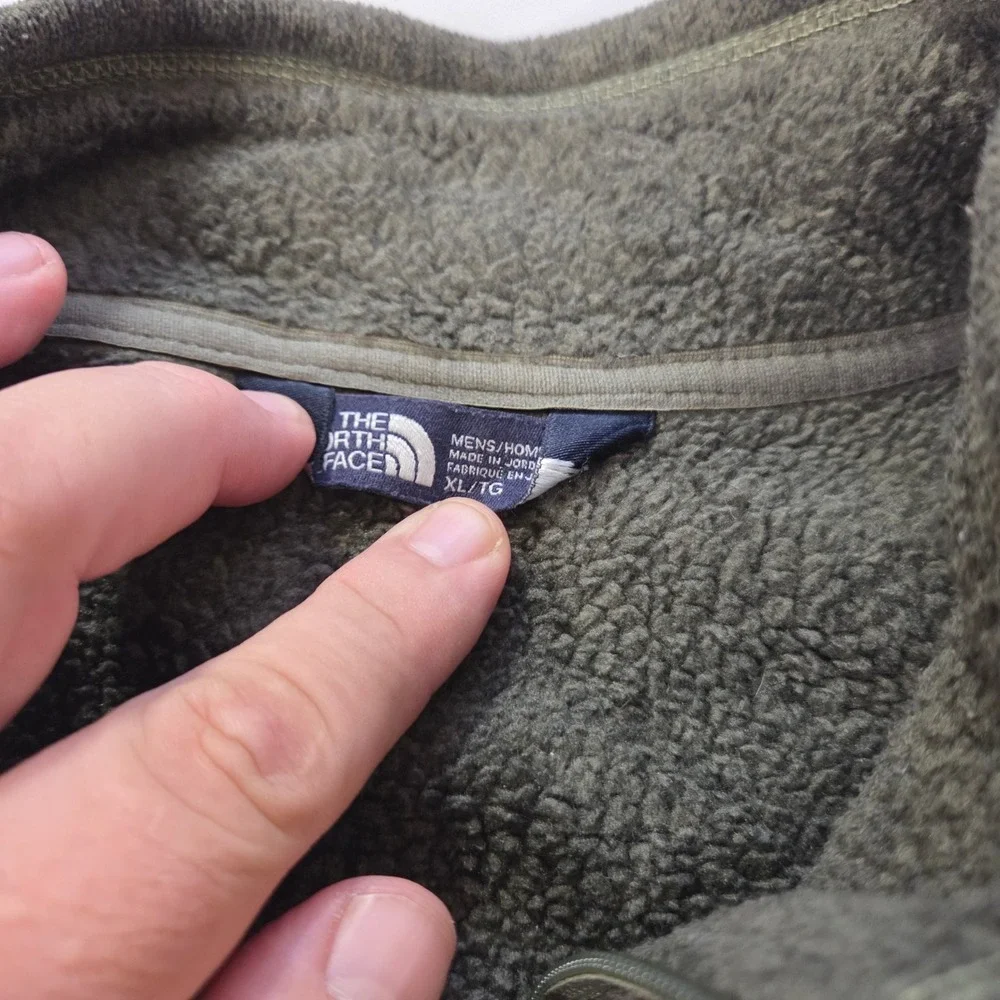The North Face Mens XL Gordon Lyons Full Zip Fleece Jacket Olive Green Heather